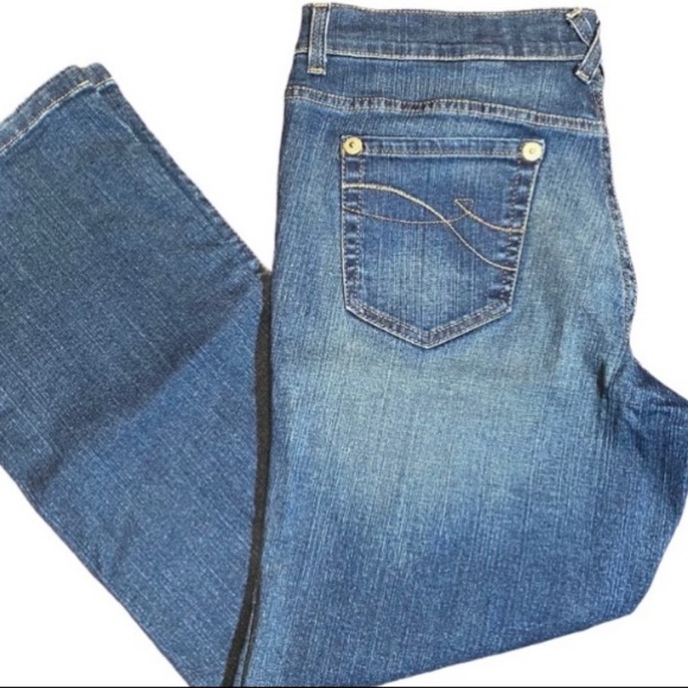 DKNY Petites Dark Wash Blue Jeans Size 14L Mid